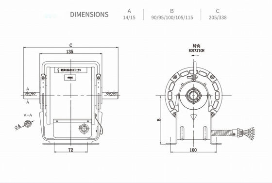Động cơ quạt xoay chiều trung tâm 110v 230v 30w 120w 350w Một pha cho rèm không khí công nghiệp tiêu chuẩn